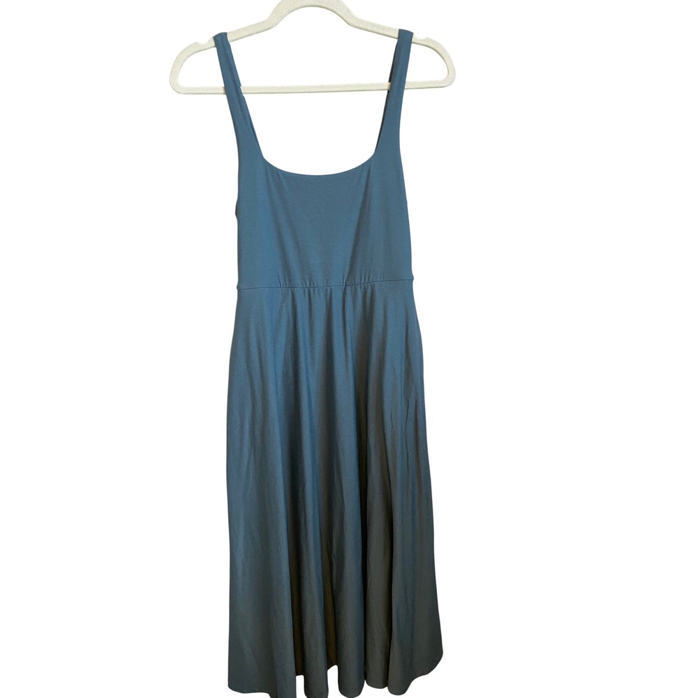 Beyond Yoga Midi Dress Blue Scoop Neck Sleeveless Pockets Small